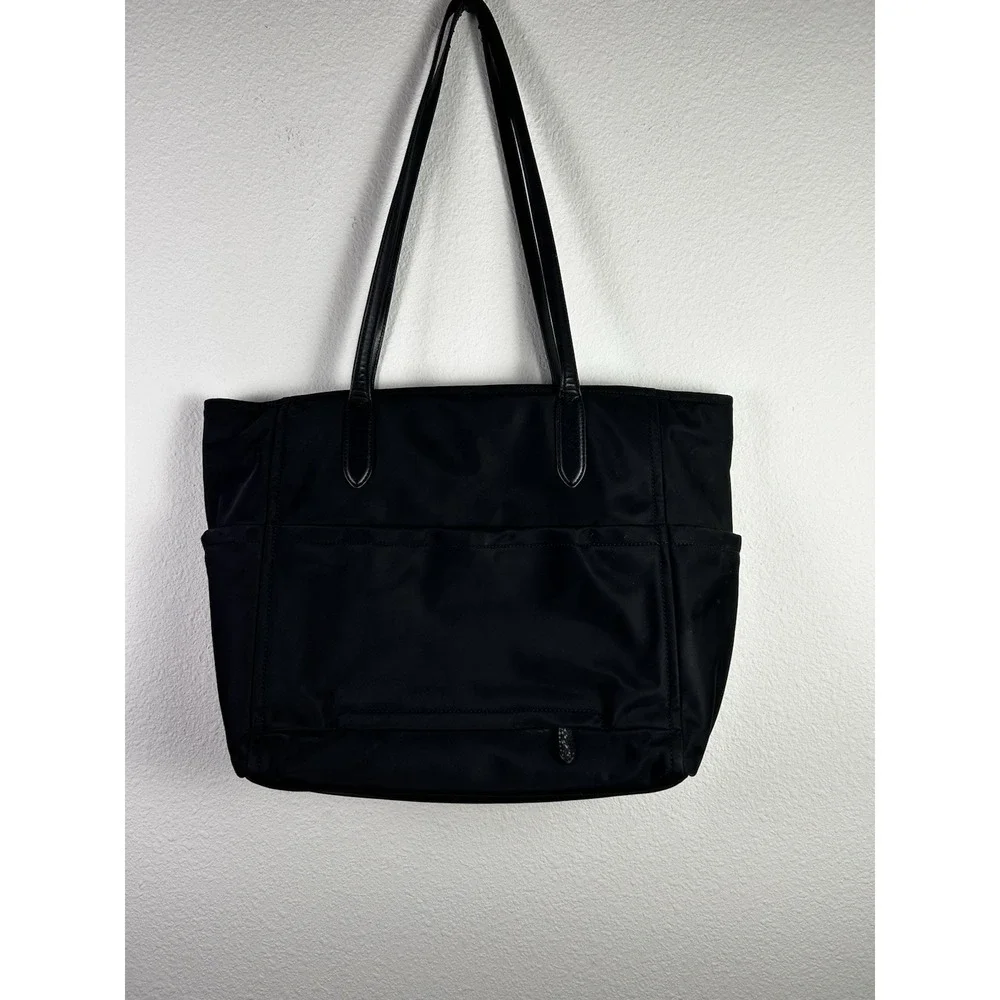 Kate Spade‎ Chelsea Large Travel Tote Bag Black Nylon Leather Trim Laptop Sleeve